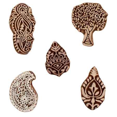 Set of 5 Piece New Mix Wooden Printing Blocks